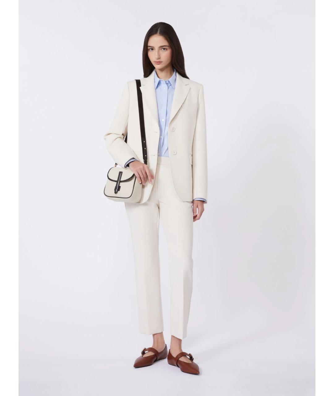 WEEKEND MAX MARA Белые полиэстеровые прямые брюки, фото 2