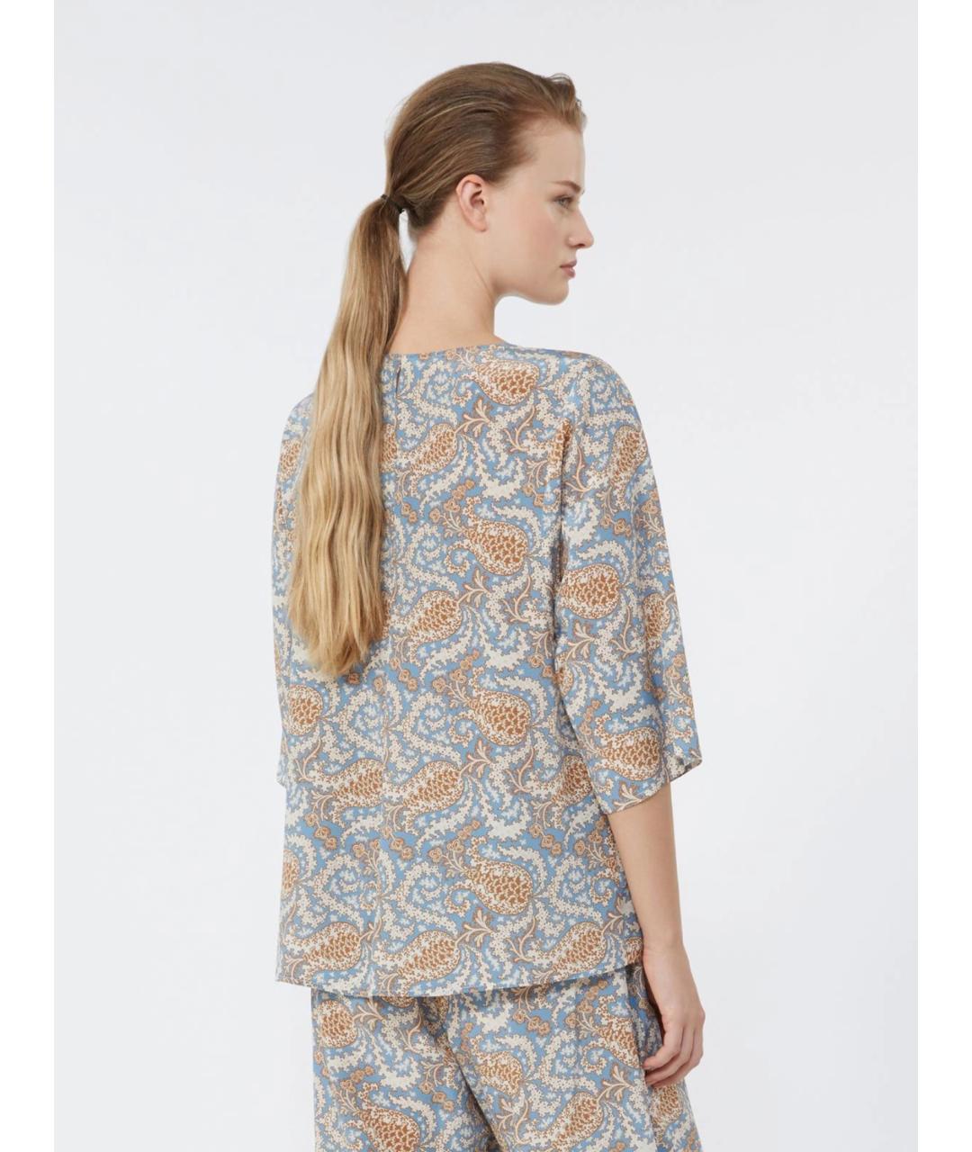 WEEKEND MAX MARA Синяя шелковая блузы, фото 4