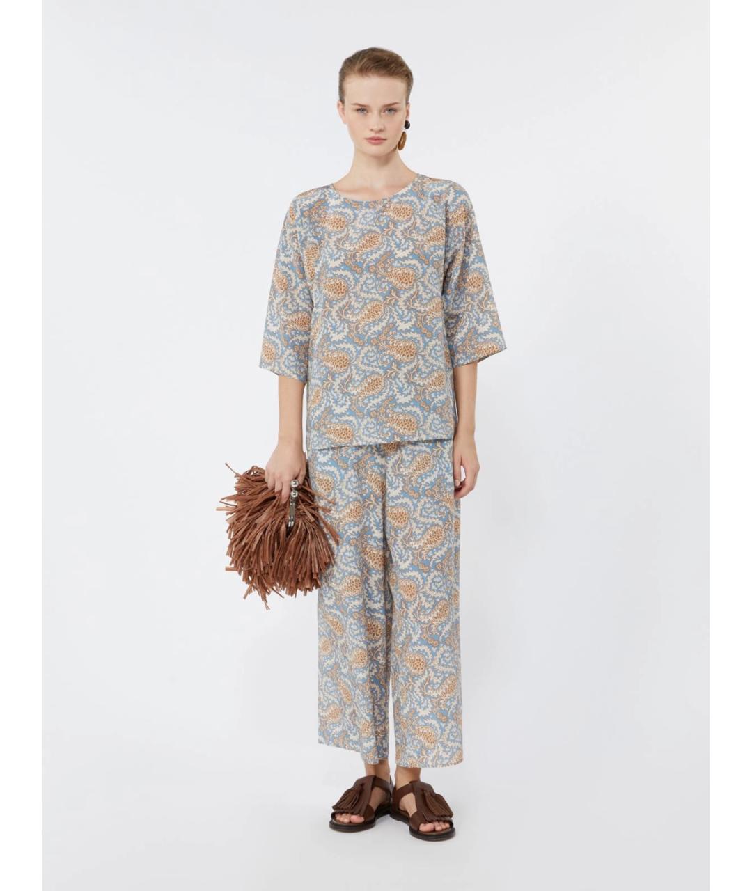 WEEKEND MAX MARA Синяя шелковая блузы, фото 2