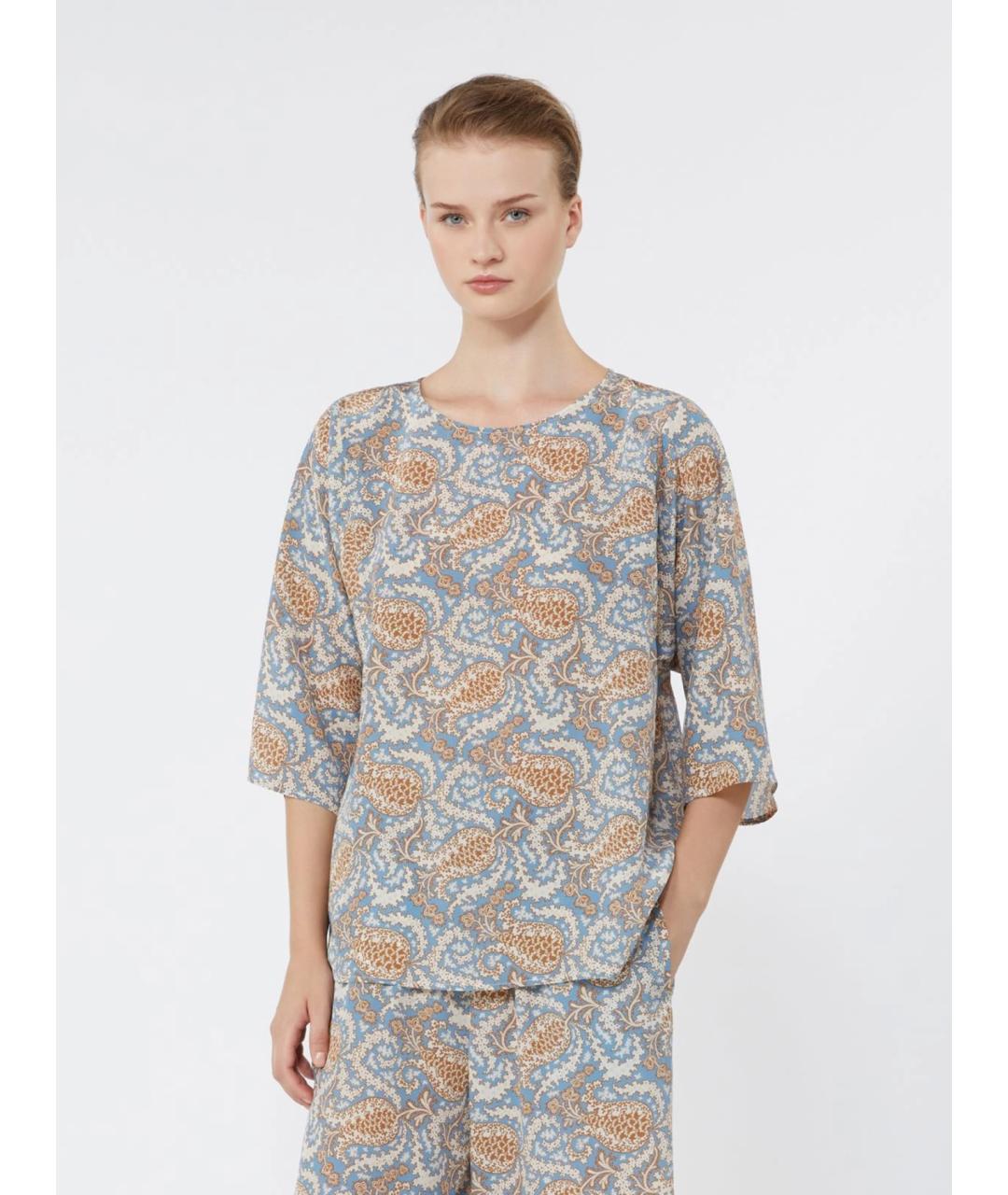 WEEKEND MAX MARA Синяя шелковая блузы, фото 5