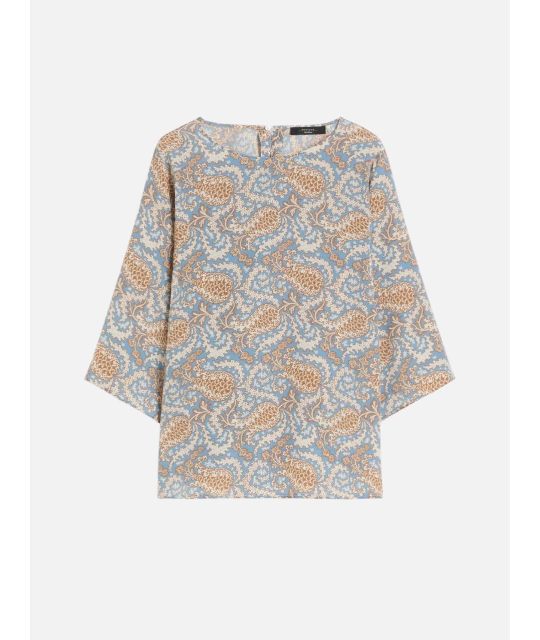 WEEKEND MAX MARA Синяя шелковая блузы, фото 6