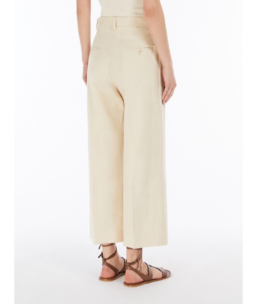 WEEKEND MAX MARA Бежевые хлопковые прямые брюки, фото 3