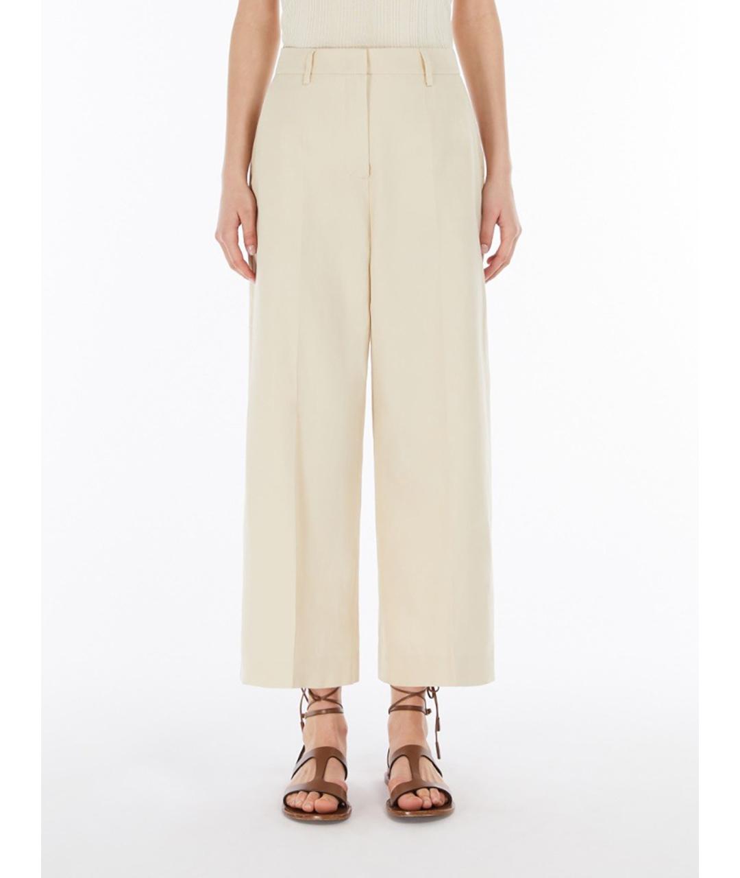 WEEKEND MAX MARA Бежевые хлопковые прямые брюки, фото 2
