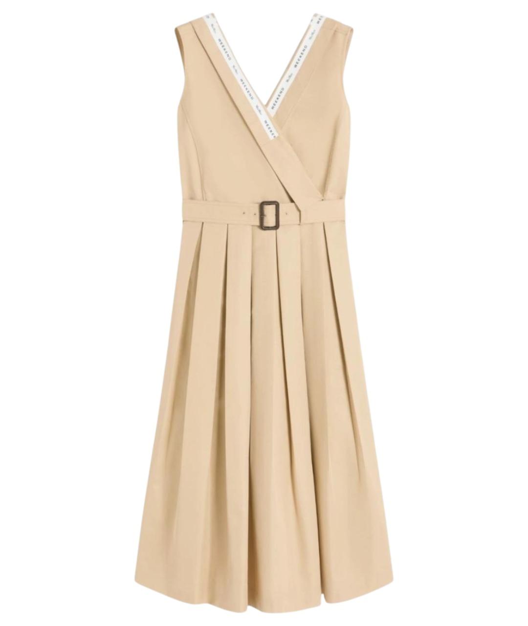 WEEKEND MAX MARA Бежевое хлопковое повседневное платье, фото 1