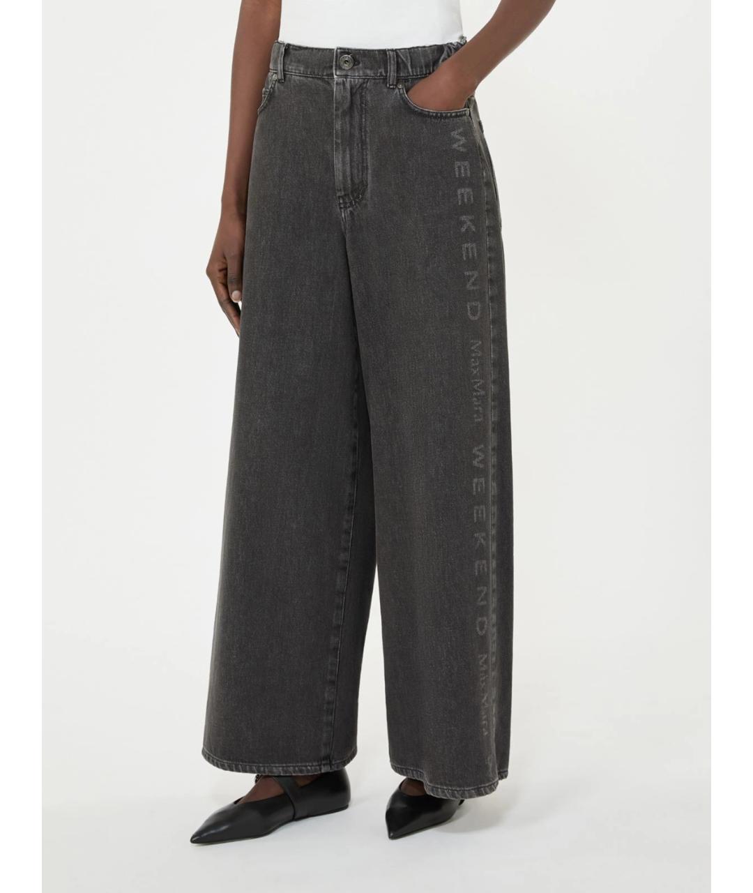 WEEKEND MAX MARA Черные хлопковые прямые джинсы, фото 3