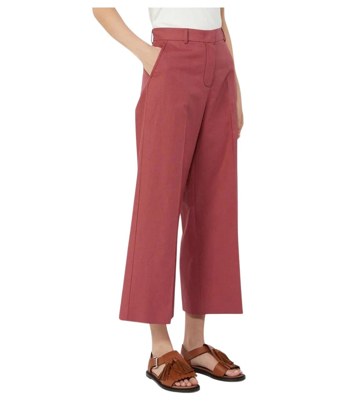 WEEKEND MAX MARA Бордовые хлопковые прямые брюки, фото 1