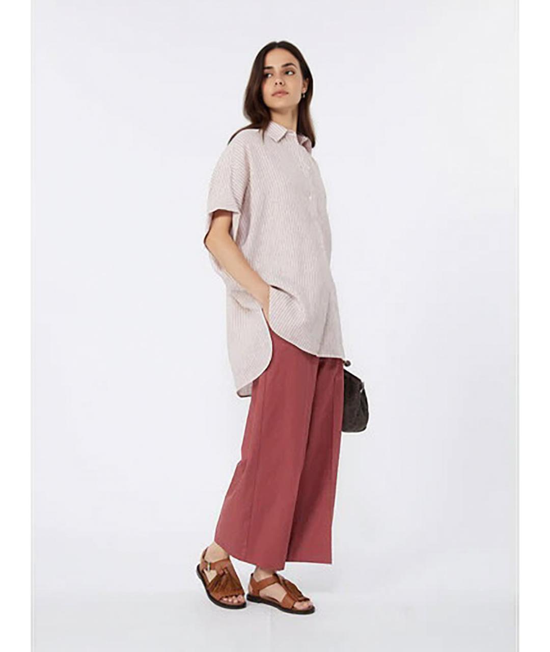 WEEKEND MAX MARA Бордовые хлопковые прямые брюки, фото 3