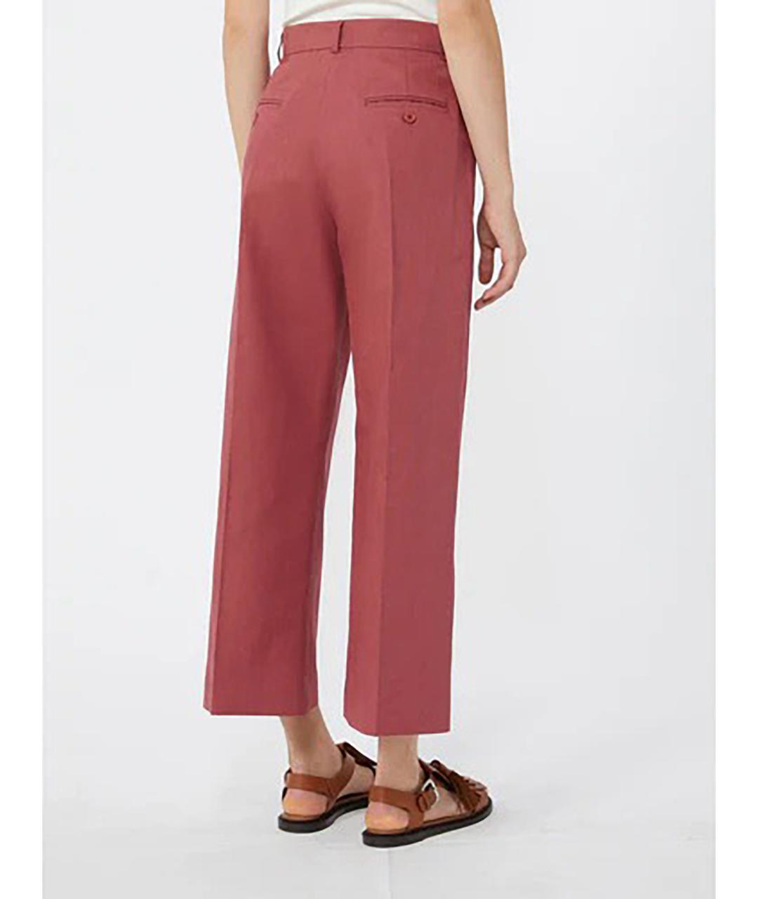 WEEKEND MAX MARA Бордовые хлопковые прямые брюки, фото 2