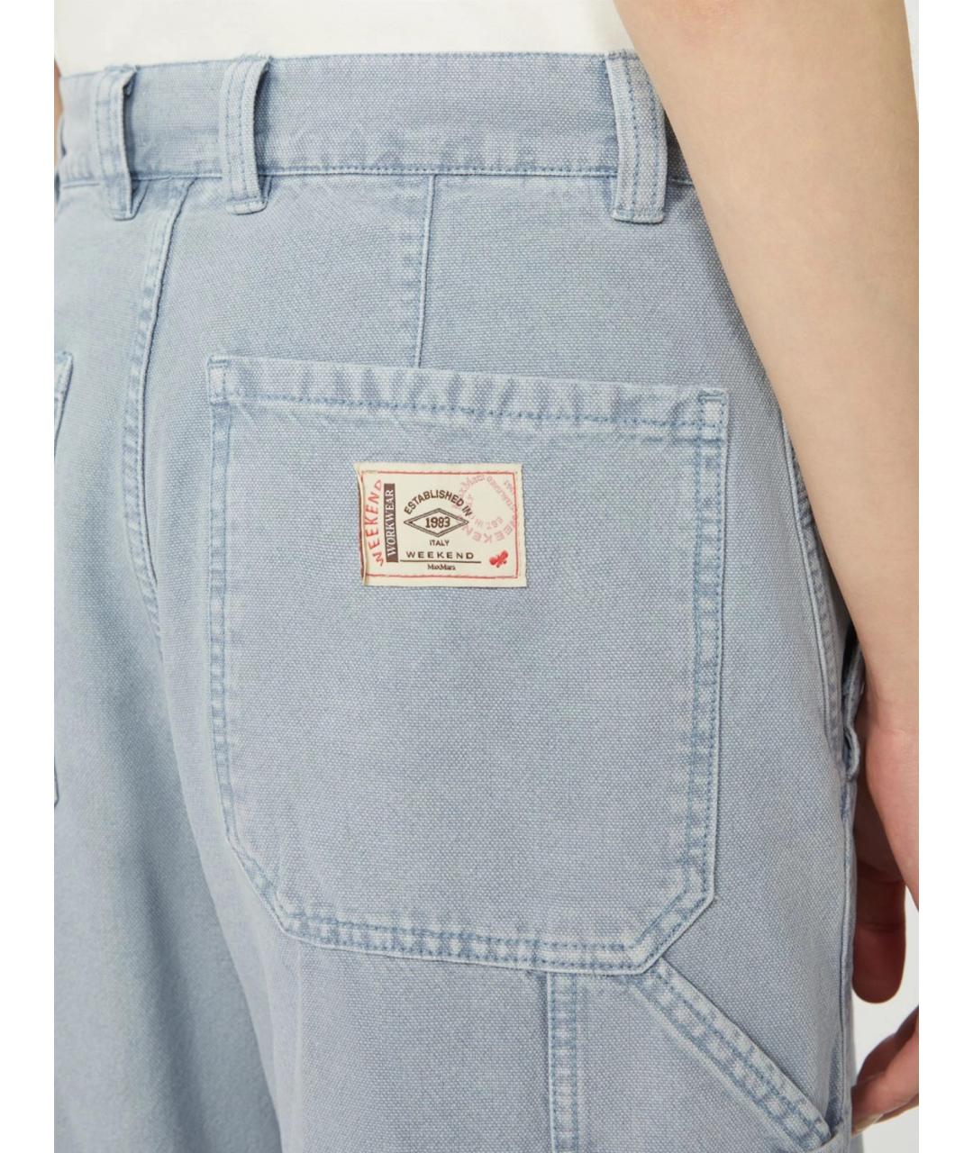WEEKEND MAX MARA Голубые хлопковые прямые джинсы, фото 5
