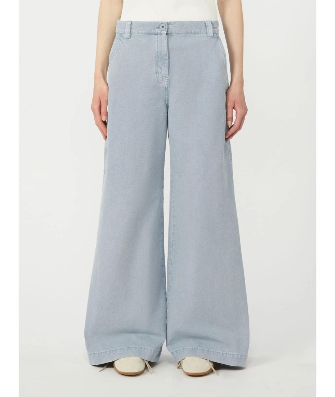 WEEKEND MAX MARA Голубые хлопковые прямые джинсы, фото 3