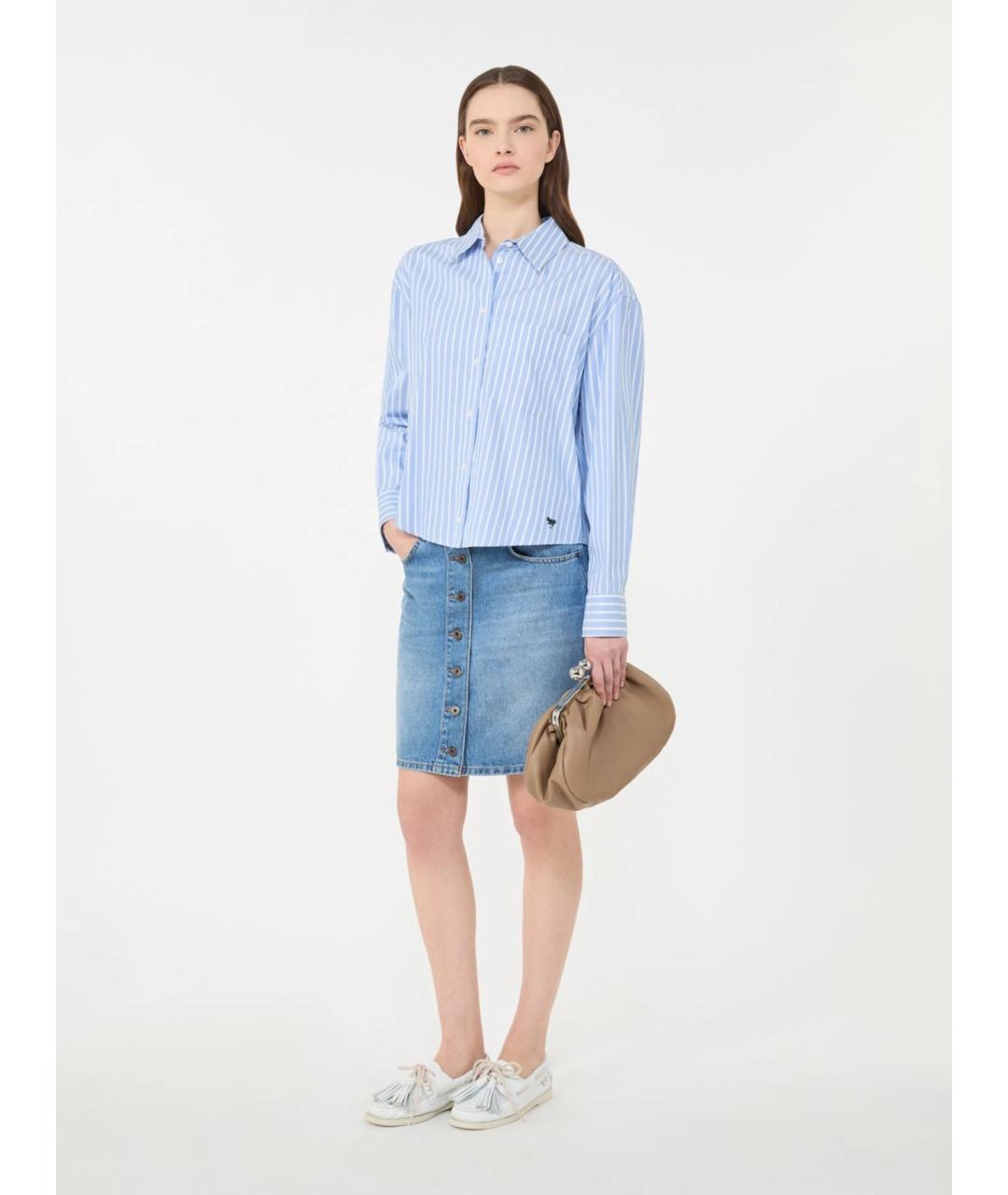 WEEKEND MAX MARA Голубая хлопковая рубашка, фото 2