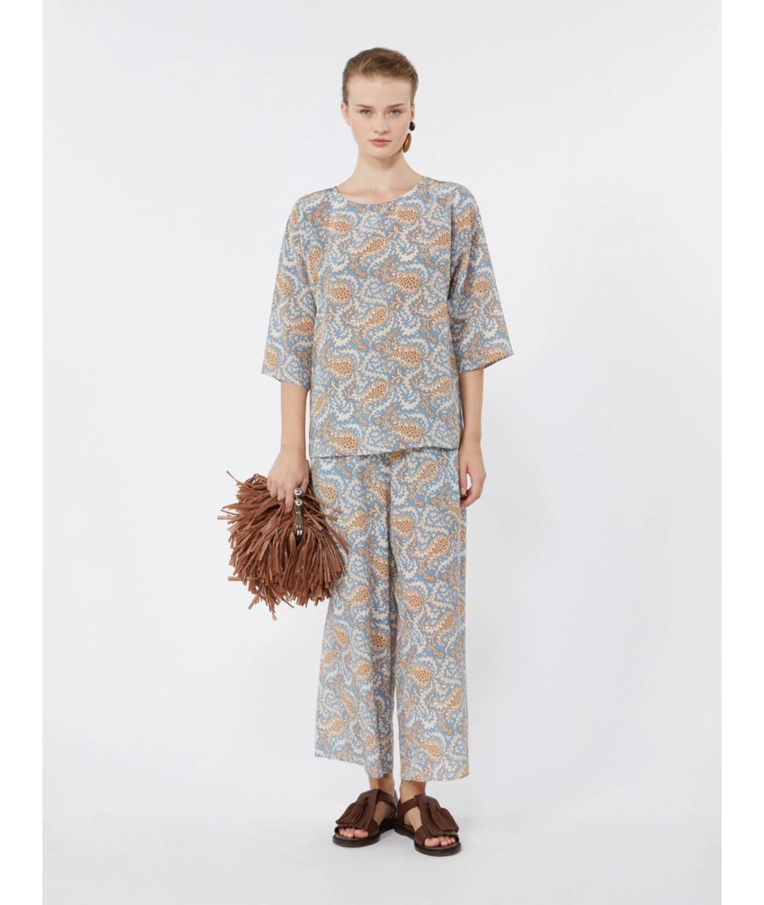 WEEKEND MAX MARA Мульти шелковые брюки широкие, фото 3