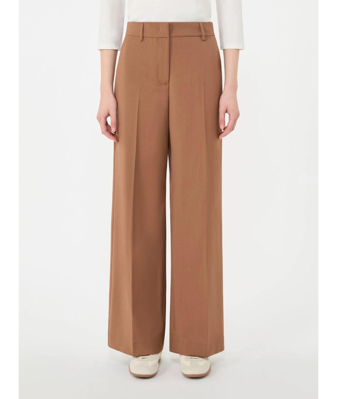 WEEKEND MAX MARA Коричневые шерстяные брюки широкие, фото 3