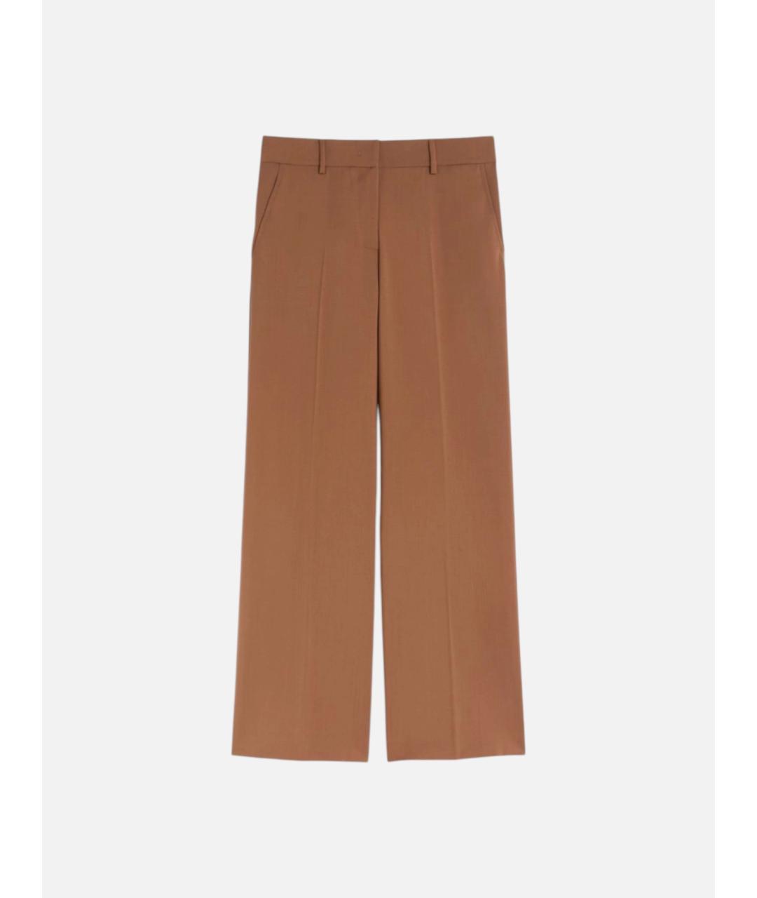 WEEKEND MAX MARA Коричневые шерстяные брюки широкие, фото 5