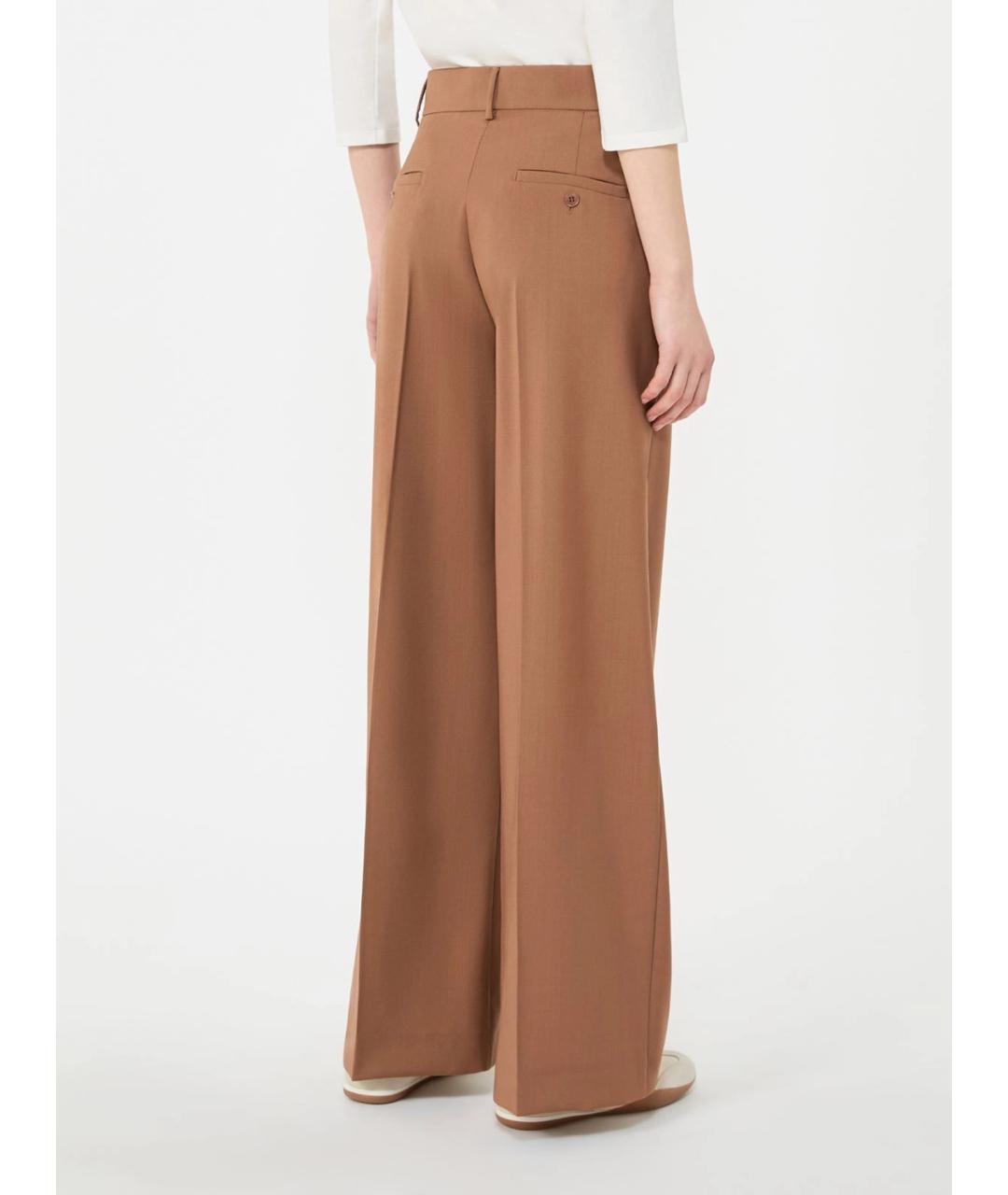 WEEKEND MAX MARA Коричневые шерстяные брюки широкие, фото 4