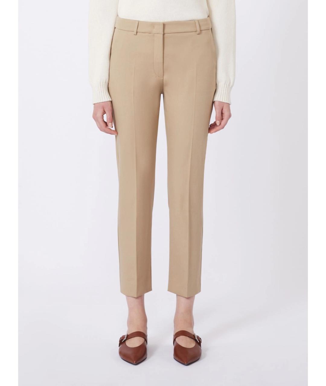 WEEKEND MAX MARA Бежевые хлопковые прямые брюки, фото 4