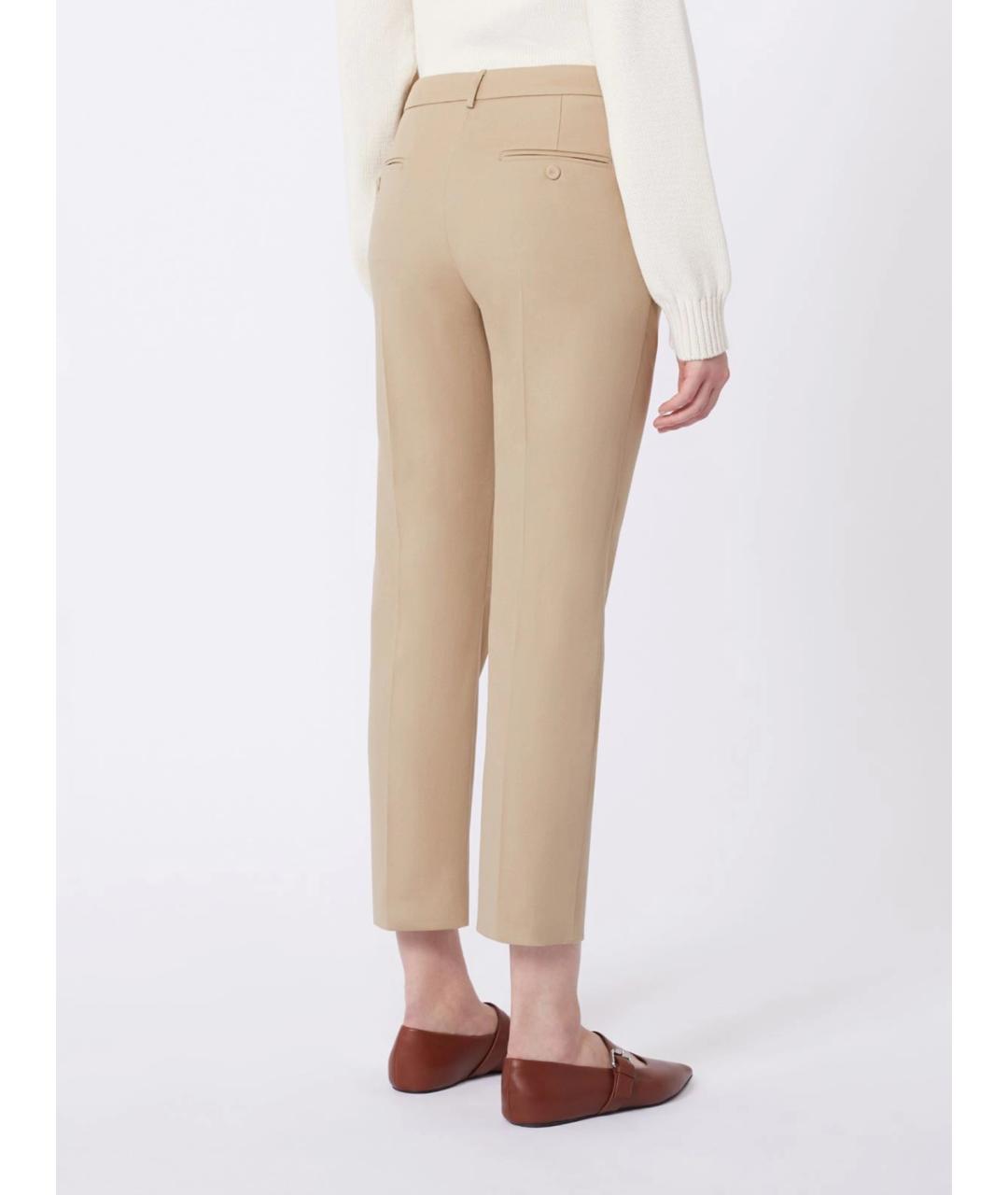 WEEKEND MAX MARA Бежевые хлопковые прямые брюки, фото 5