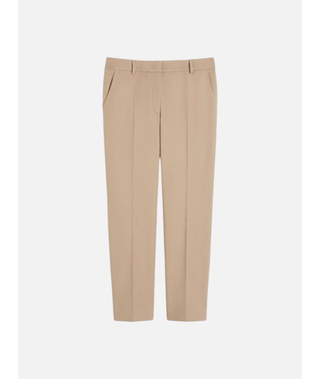 WEEKEND MAX MARA Бежевые хлопковые прямые брюки, фото 6