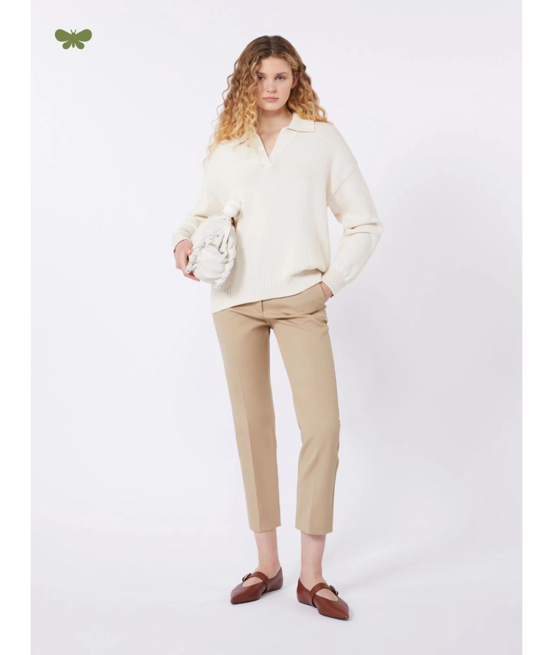 WEEKEND MAX MARA Бежевые хлопковые прямые брюки, фото 2