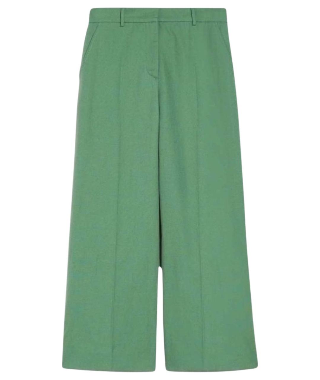 WEEKEND MAX MARA Зеленые хлопковые прямые брюки, фото 1