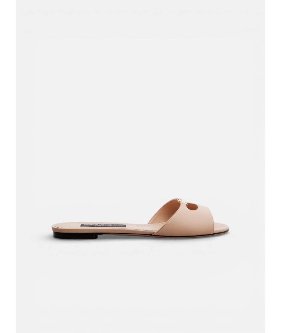 DOLCE&GABBANA Розовые кожаные шлепанцы, фото 4