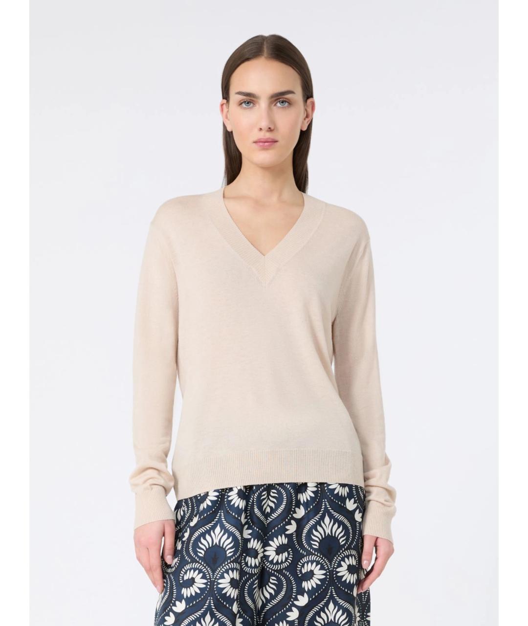 WEEKEND MAX MARA Бежевый шерстяной джемпер / свитер, фото 3
