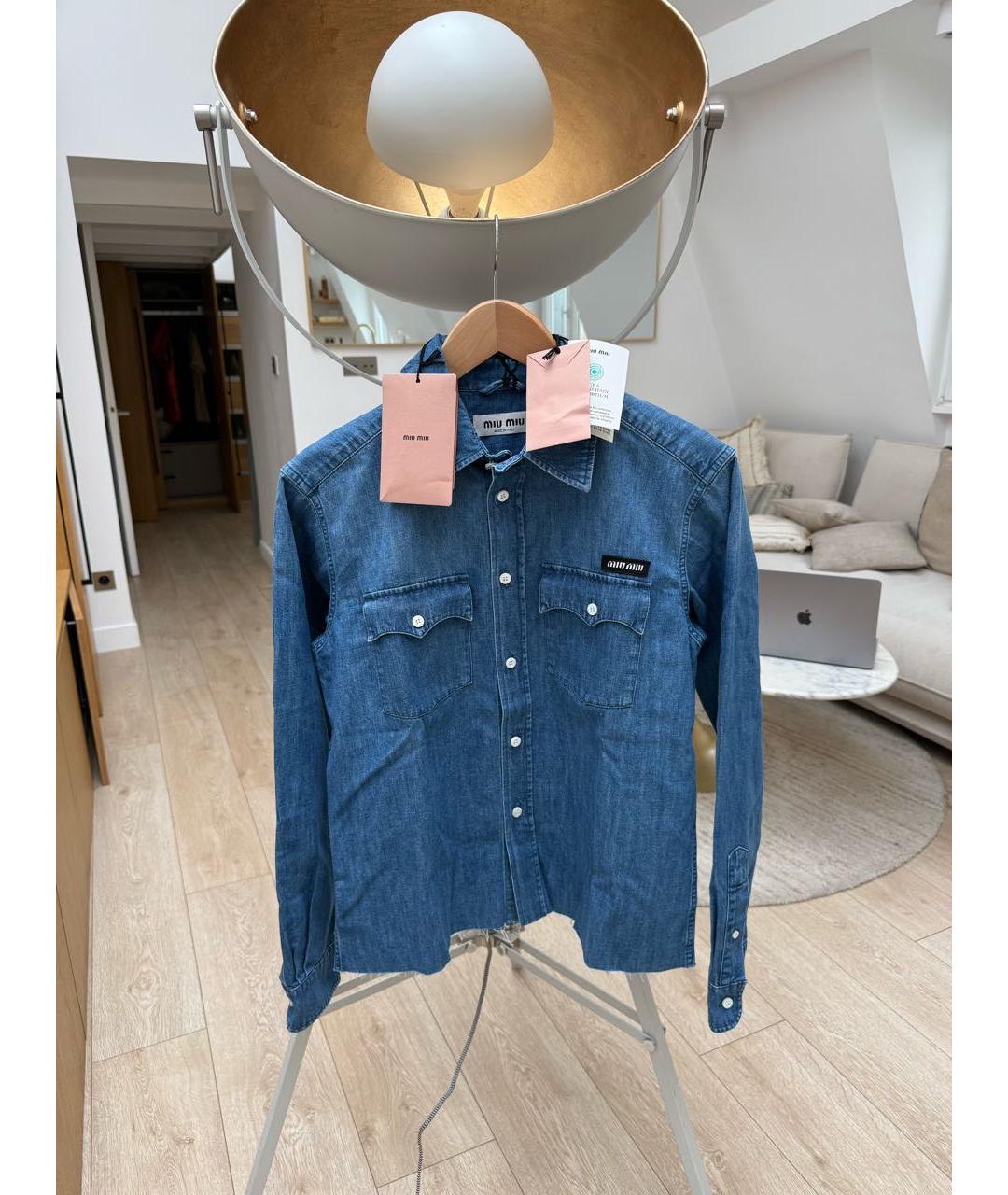 MIU MIU Синяя хлопковая рубашка, фото 6