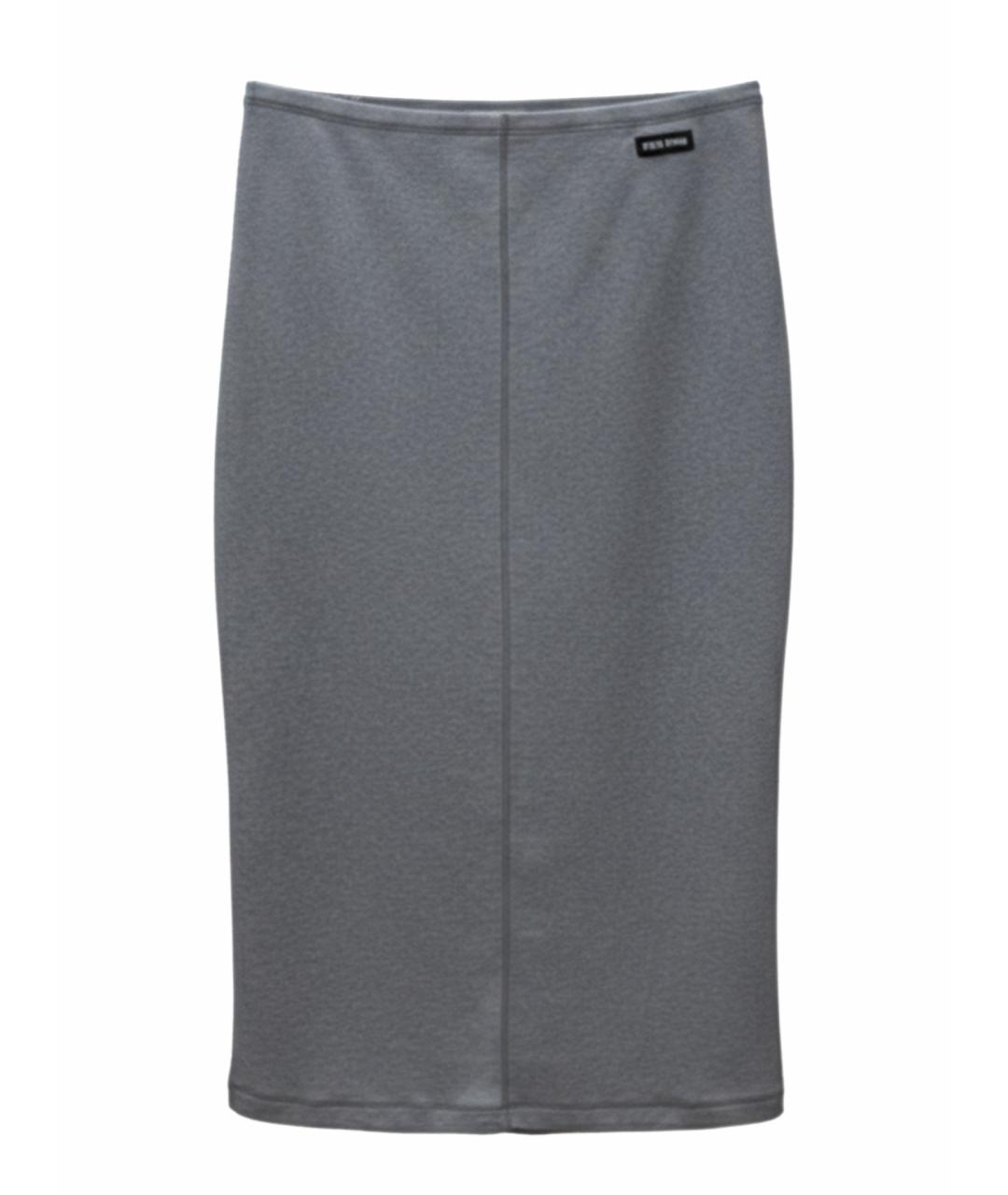 MIU MIU Серая шелковая юбка миди, фото 1