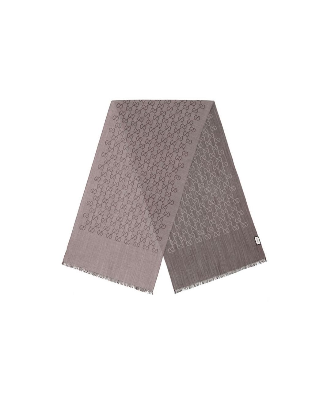 GUCCI Коричневый шерстяной шарф, фото 5