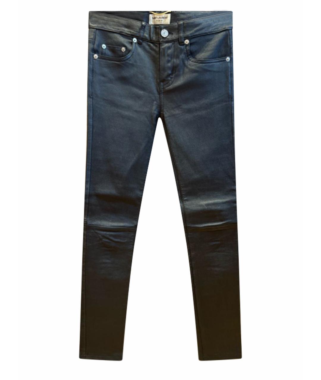 SAINT LAURENT Черные кожаные брюки узкие, фото 1