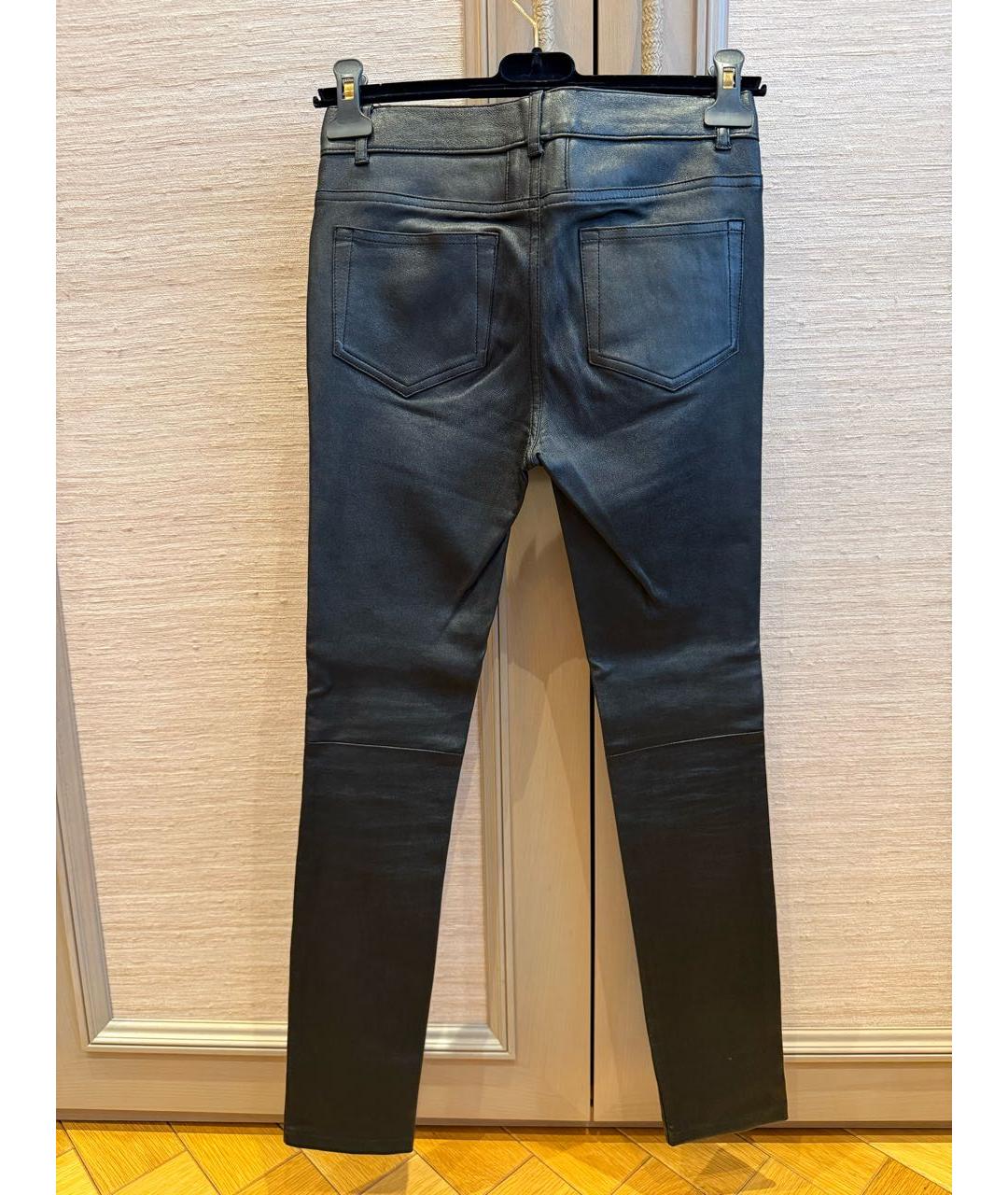 SAINT LAURENT Черные кожаные брюки узкие, фото 2