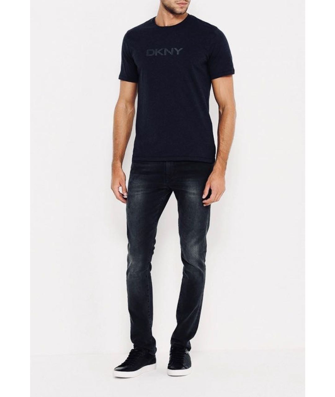 DKNY Темно-синяя хлопковая футболка, фото 2