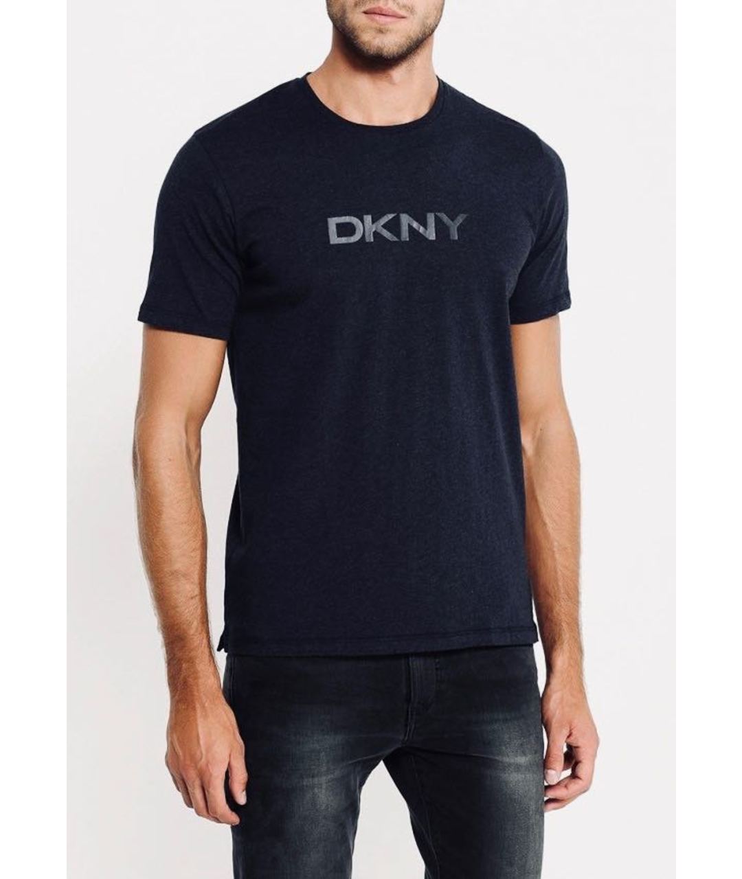 DKNY Темно-синяя хлопковая футболка, фото 5
