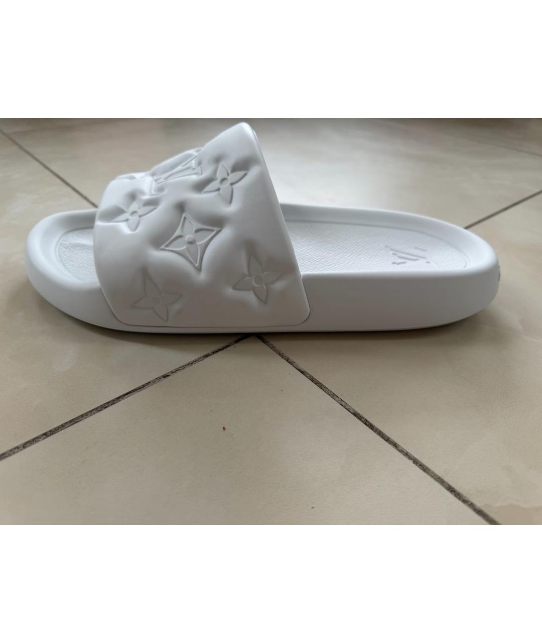 LOUIS VUITTON Белые резиновые шлепанцы, фото 9