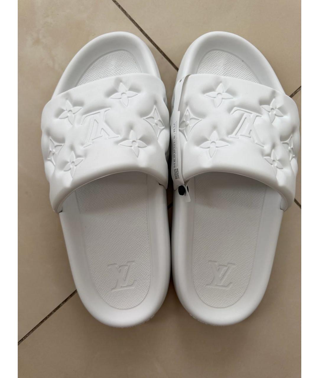LOUIS VUITTON Белые резиновые шлепанцы, фото 3
