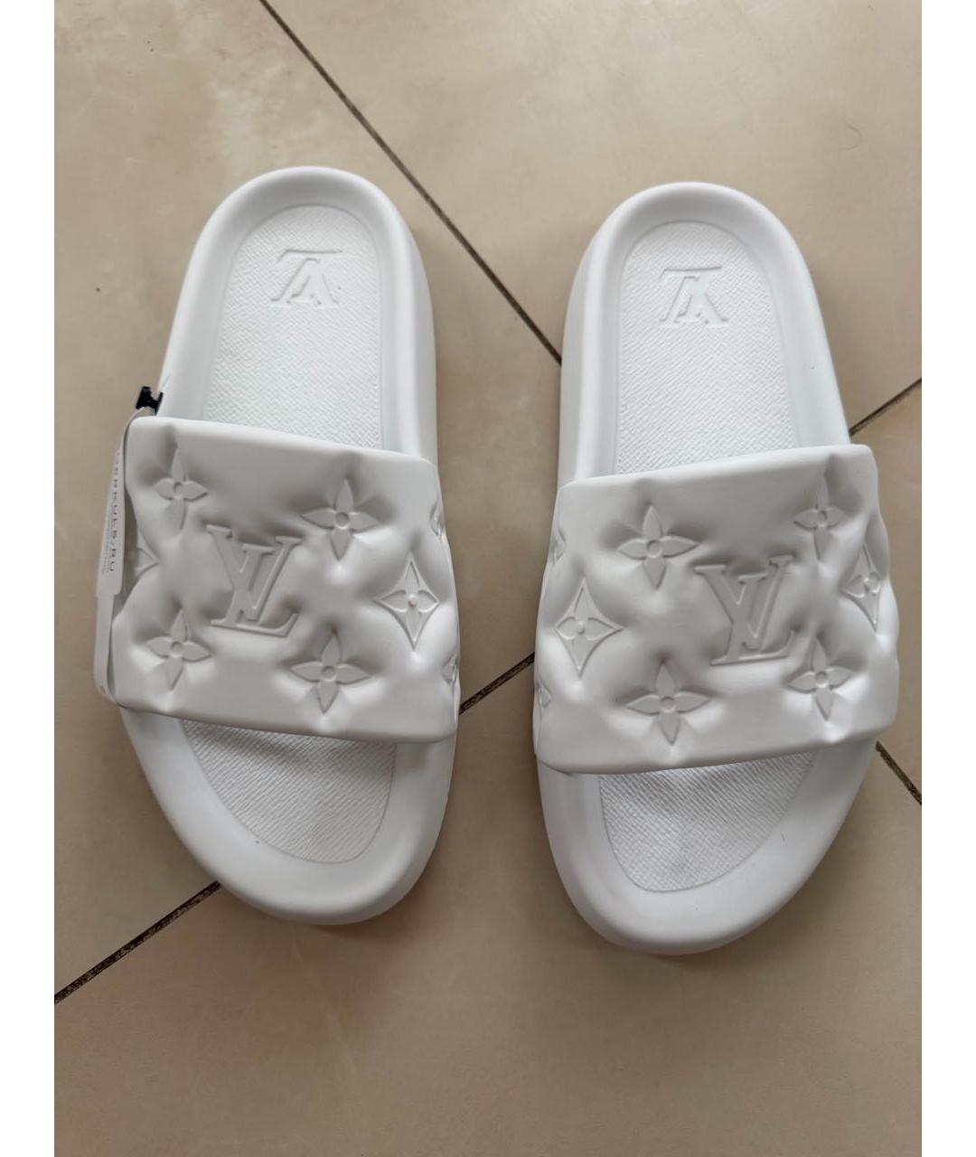 LOUIS VUITTON Белые резиновые шлепанцы, фото 8