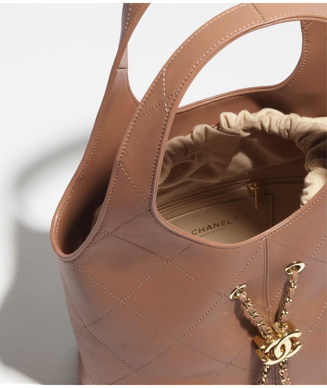 CHANEL Коричневая кожаная сумка тоут, фото 3