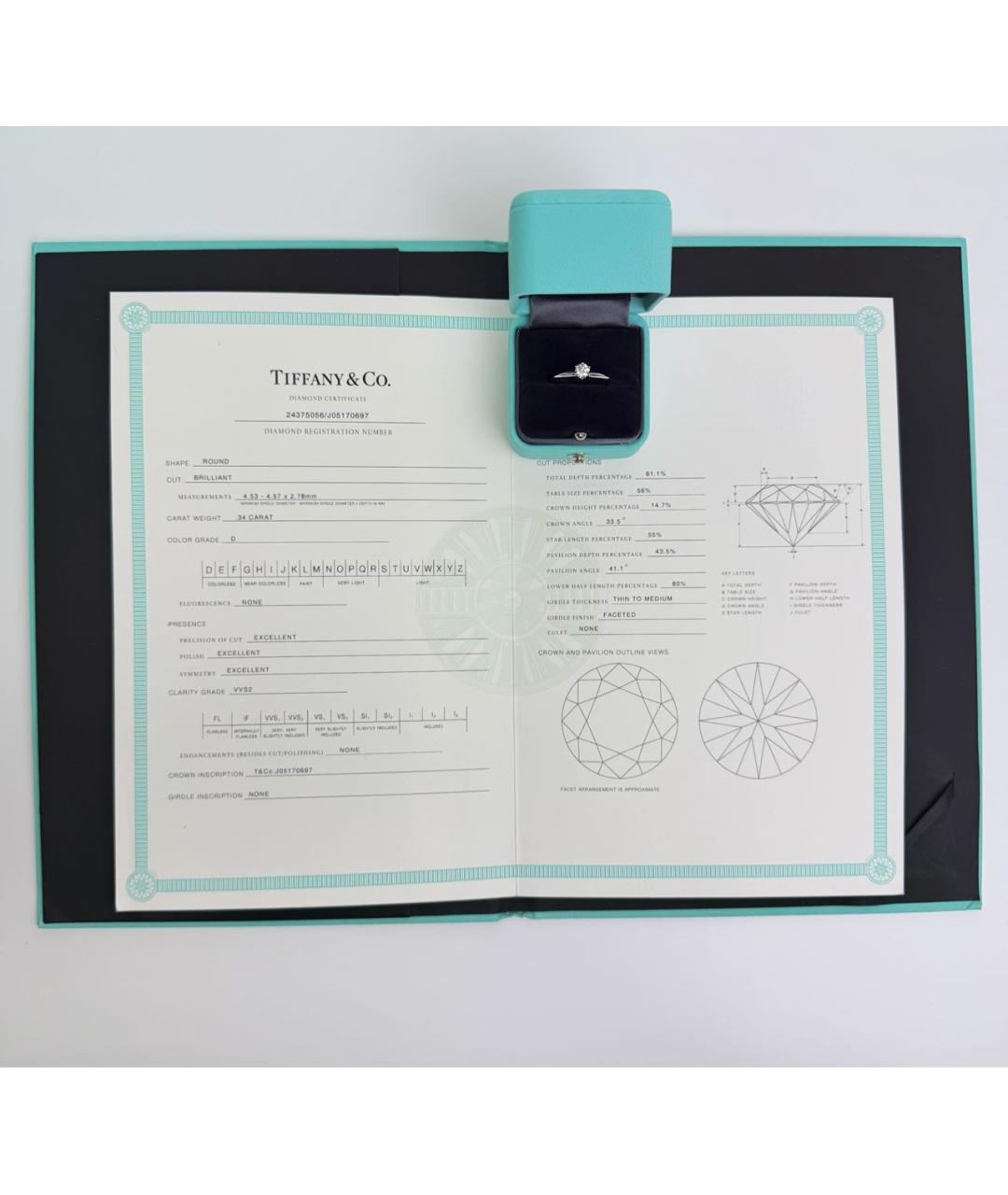 TIFFANY&CO Серебряное платиновое кольцо, фото 4