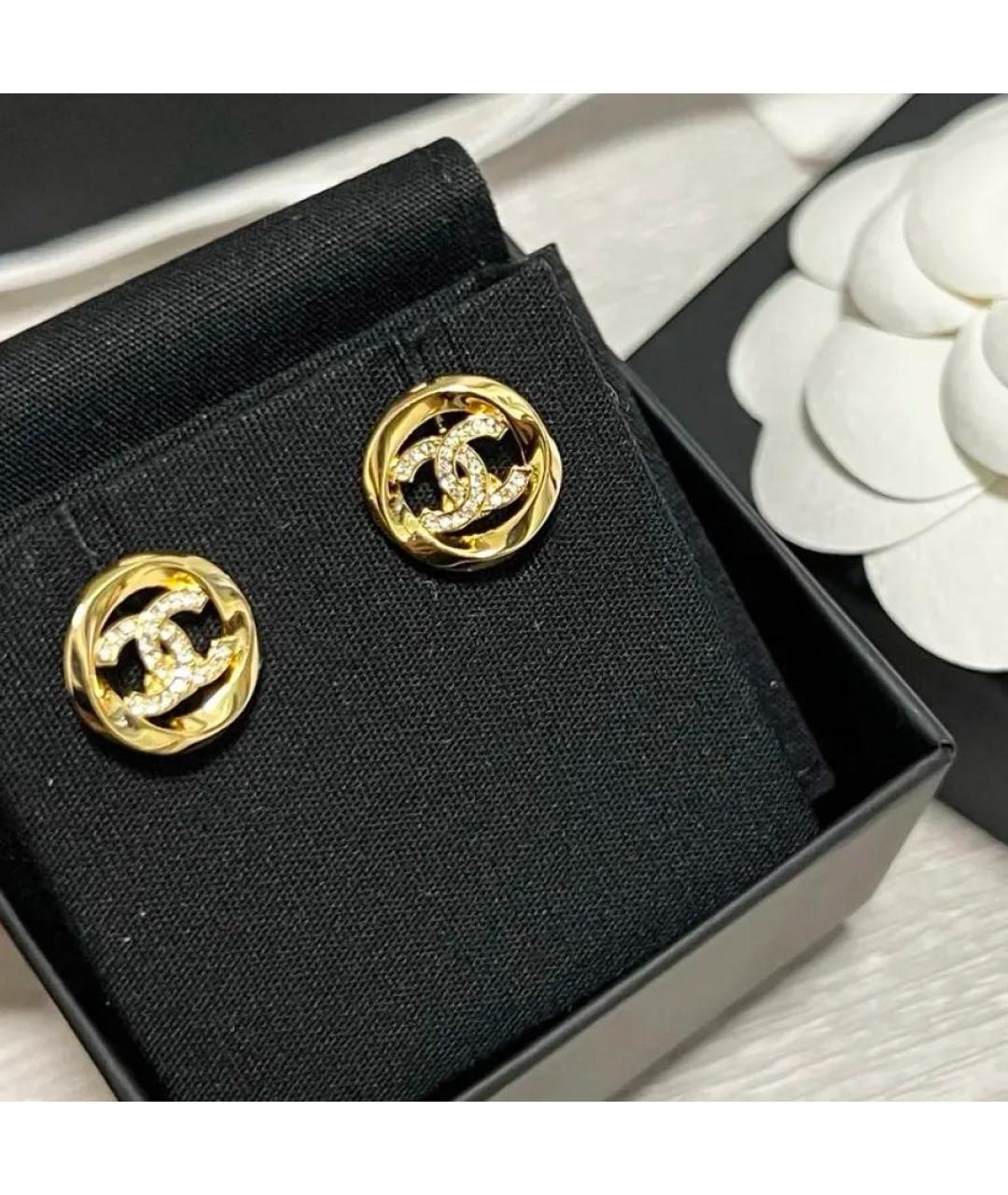 CHANEL Золотые металлические серьги, фото 3