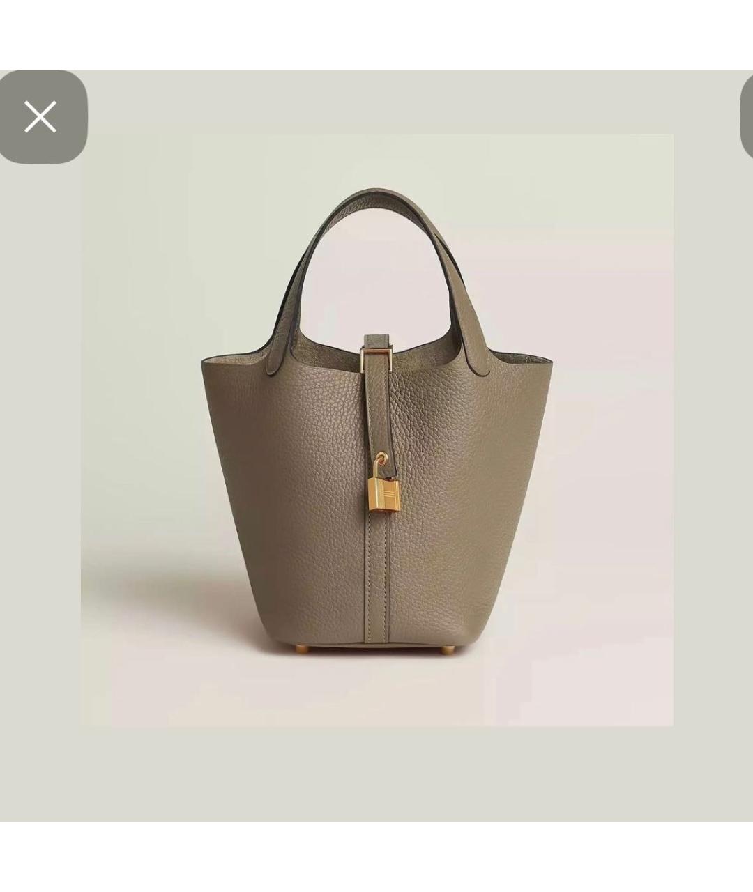 HERMES Коричневая кожаная сумка с короткими ручками, фото 3