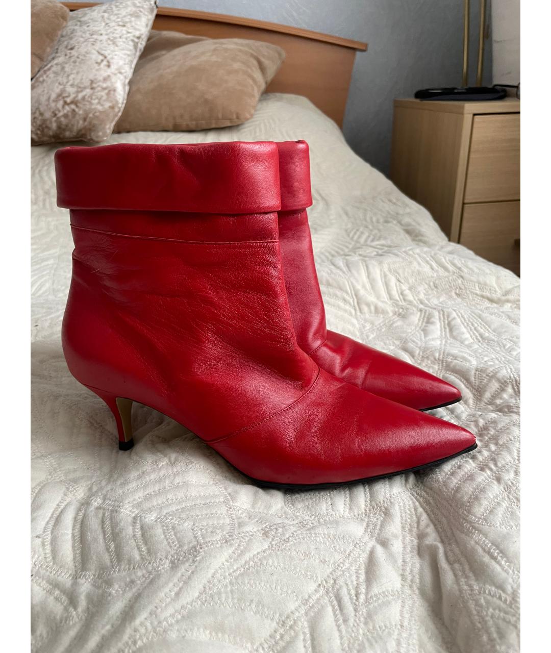 PAUL ANDREW Красные кожаные полусапоги, фото 8