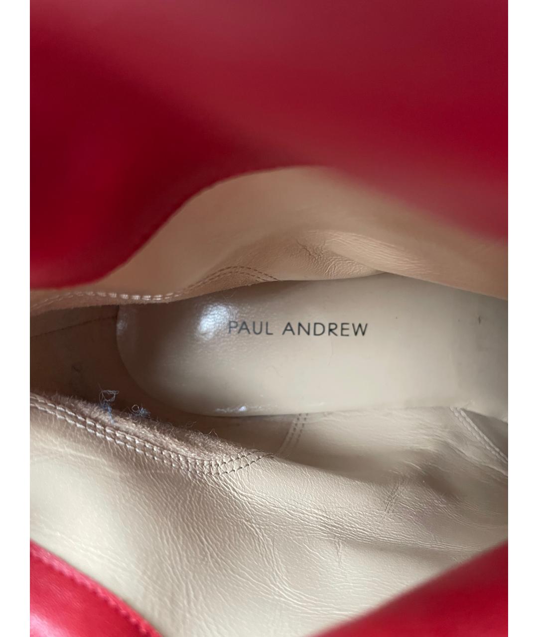 PAUL ANDREW Красные кожаные полусапоги, фото 4