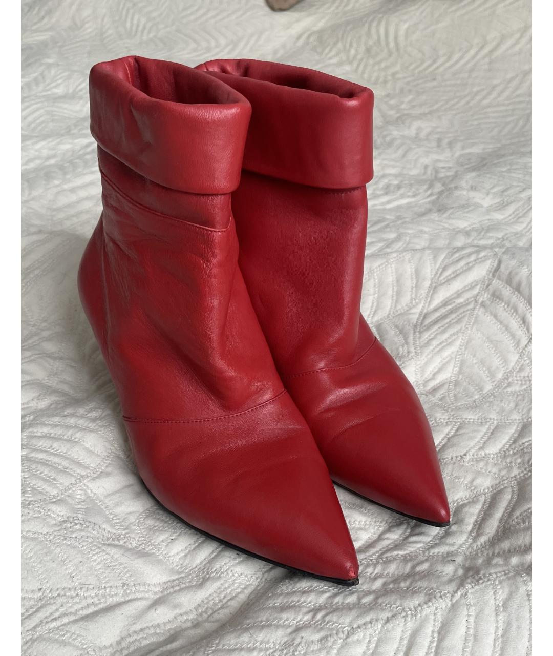 PAUL ANDREW Красные кожаные полусапоги, фото 2