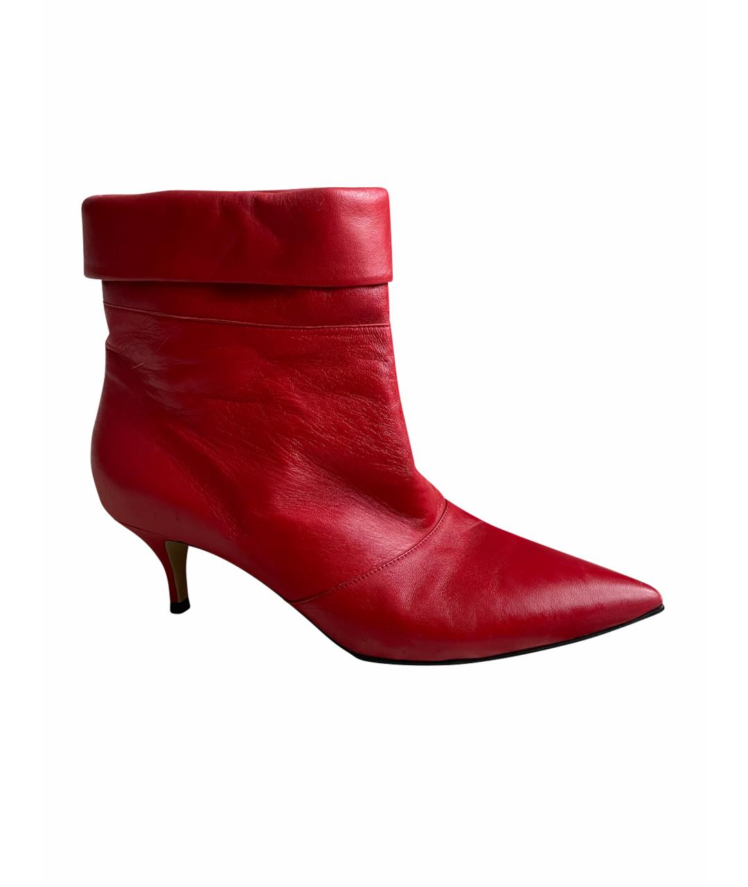 PAUL ANDREW Красные кожаные полусапоги, фото 1