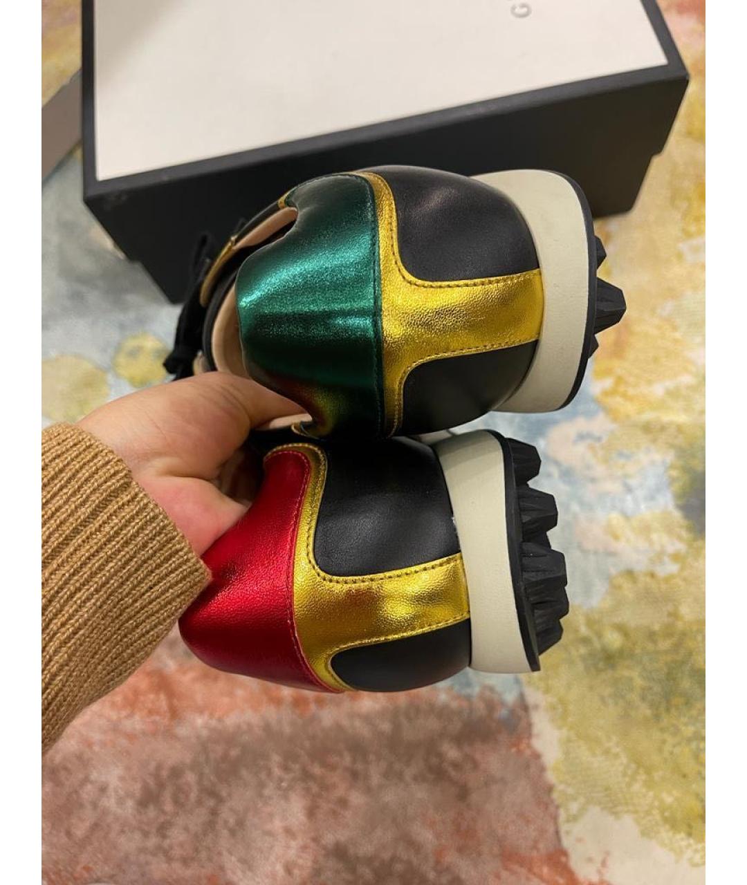 GUCCI Черные кожаные низкие кроссовки / кеды, фото 2