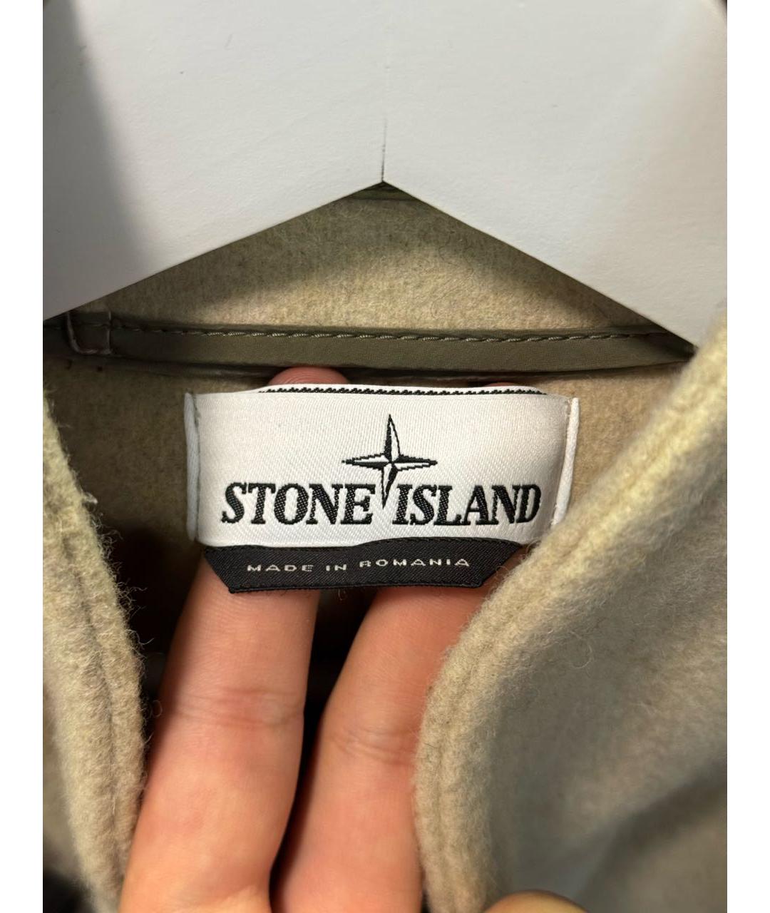 STONE ISLAND Бежевое шерстяное пальто, фото 5