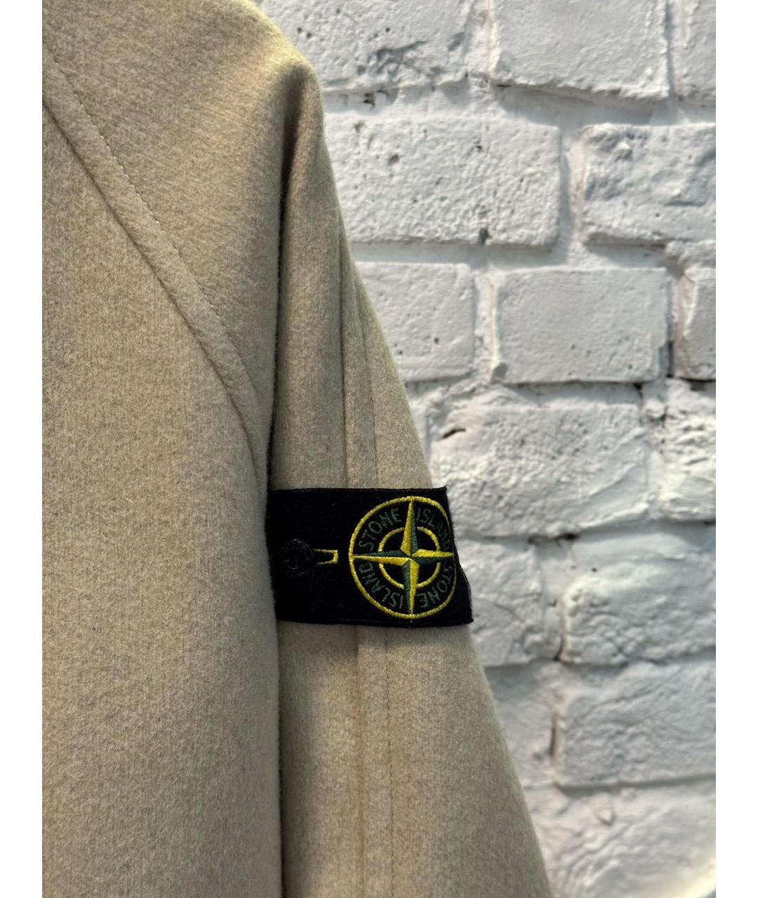 STONE ISLAND Бежевое шерстяное пальто, фото 3