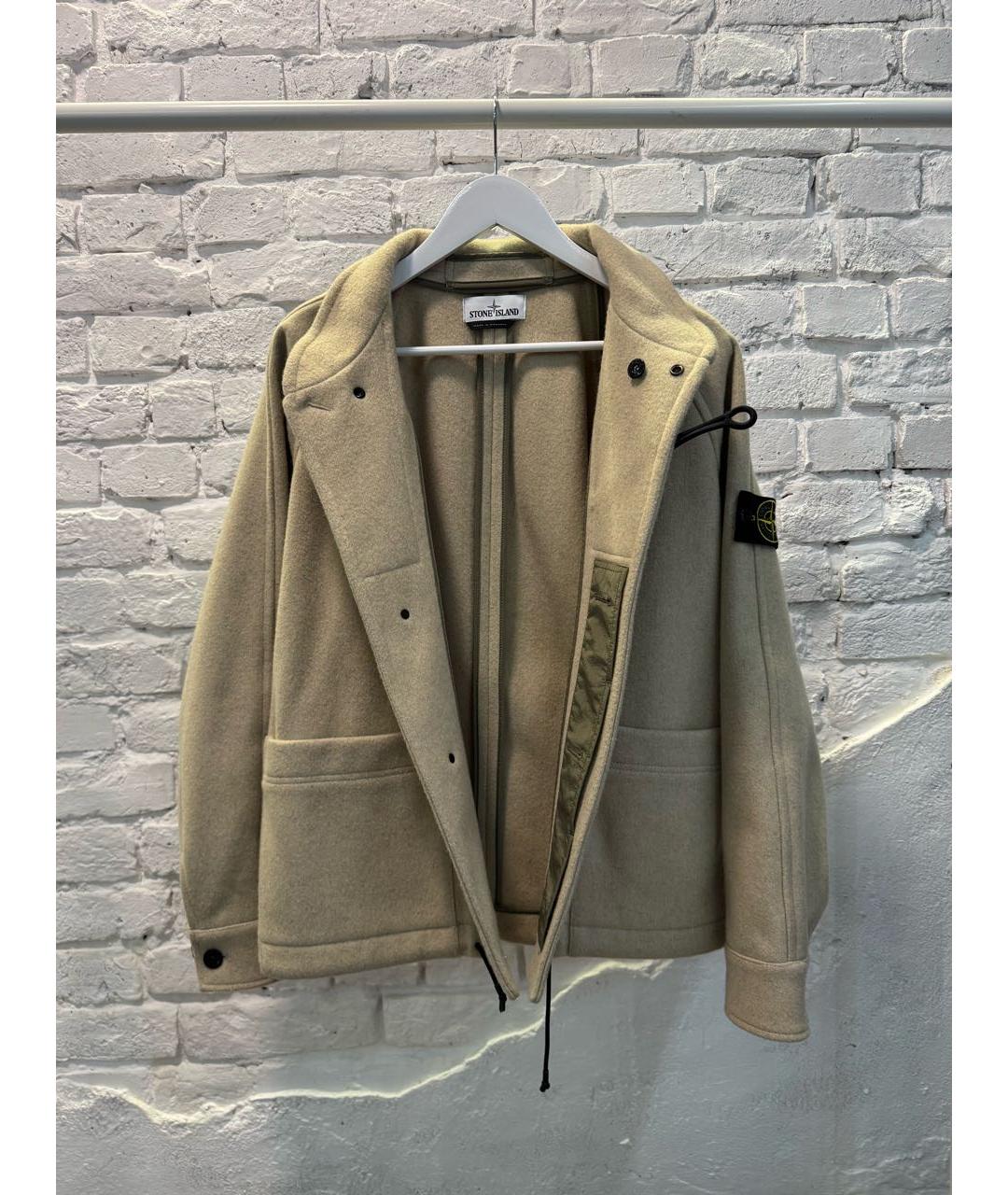 STONE ISLAND Бежевое шерстяное пальто, фото 2