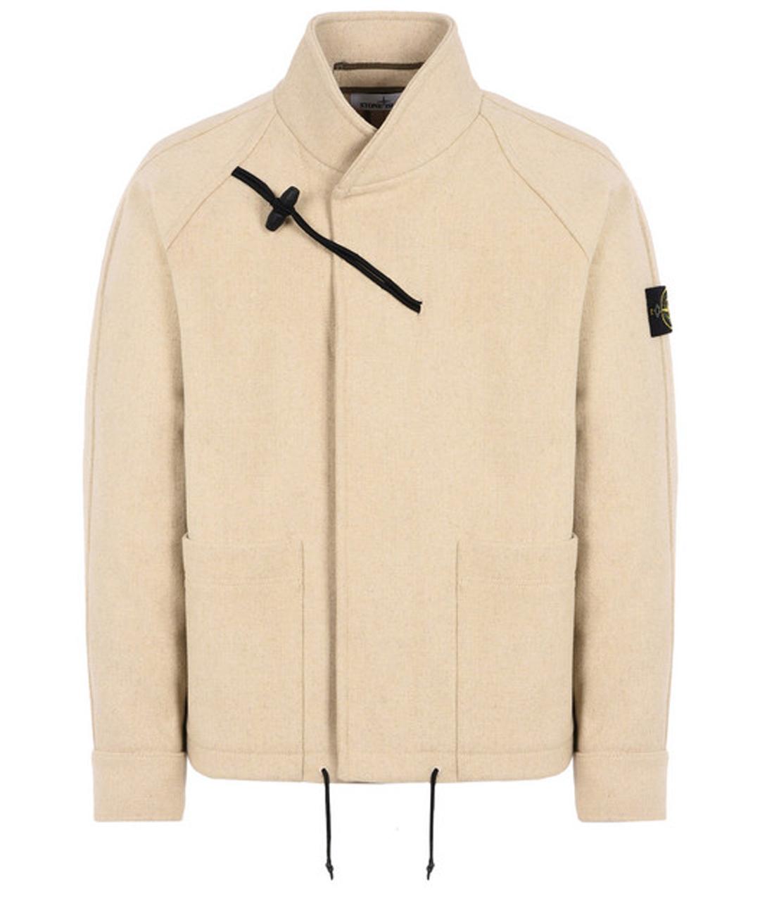 STONE ISLAND Бежевое шерстяное пальто, фото 1