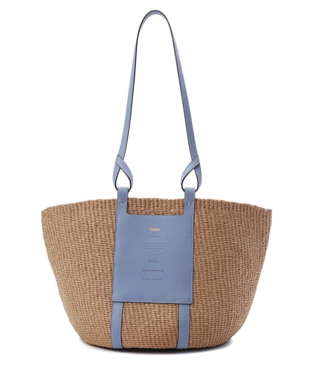 CHLOE Бежевая пелетеная пляжная сумка, фото 5